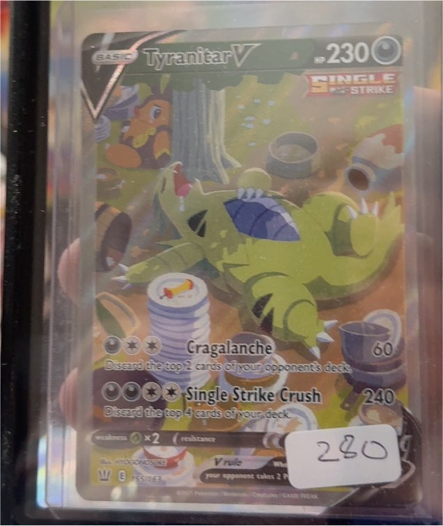 2021 Pokémon Sword & Shield Battle Styles #155 Tyranitar V — front