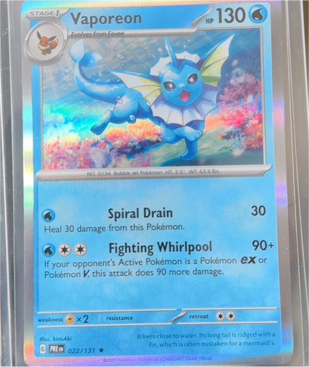 2025 Pokémon Prismatic Evolutions #022 Vaporeon — front