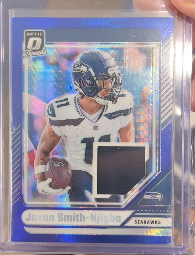 2024 Panini Donruss Optic Threads Blue Hyper #DTB-JSN Jaxon Smith-Njigba — front