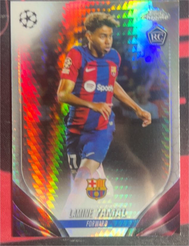 2023-24 Topps Chrome UEFA Club Competitions #64 Lamine Yamal Rookie Card — front