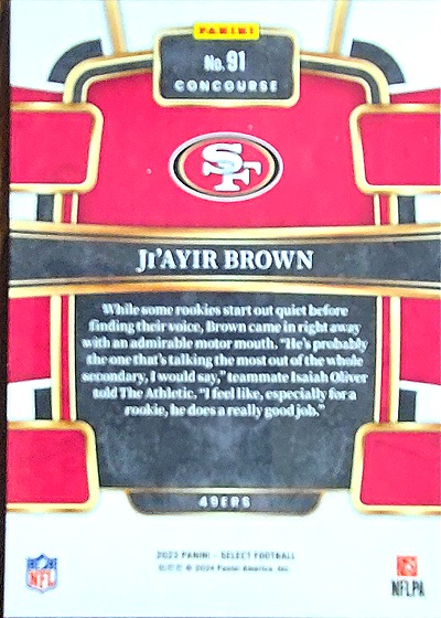 2023 Panini Select Football #91 Ji'Ayir Brown — front