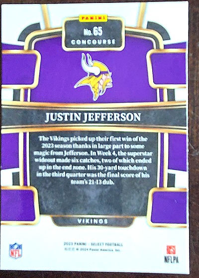 2023 Panini Select Concourse #65 Justin Jefferson — front