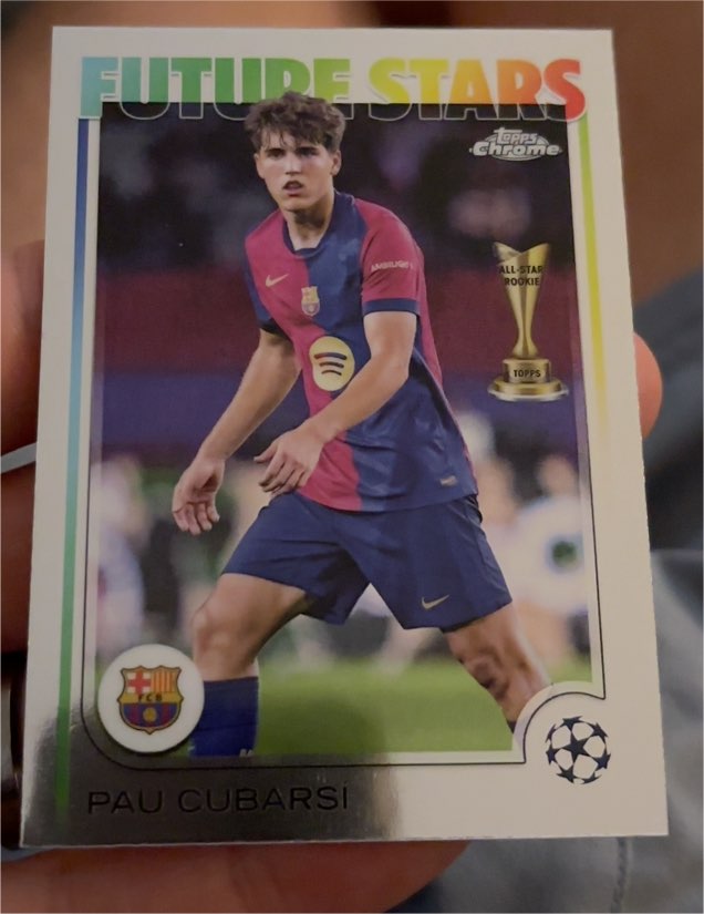 2024-25 Topps Chrome UEFA Club Competitions #196 Pau Cubarsi Future Stars — front