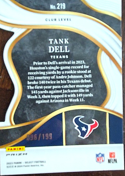 2023 Panini Select Football #219 Tank Dell — front