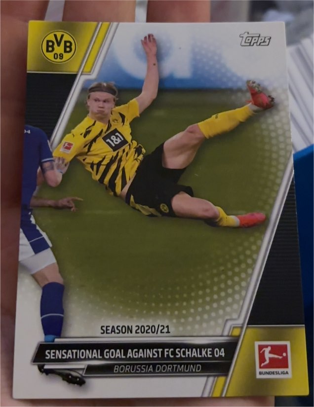 2021-22 Topps Bundesliga #190 Erling Haaland Sensational Goal Against FC Schalke 04 Borussia Dortmund — front