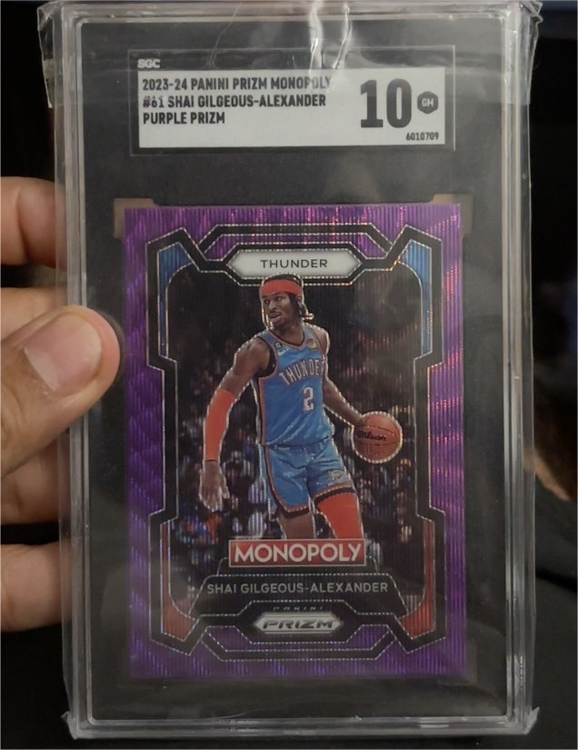 2023-24 Panini Prizm Monopoly #61 Shai Gilgeous-Alexander Purple Wave Prizm — front