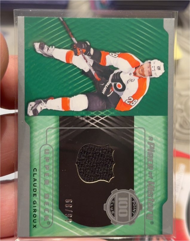 2018-19 Upper Deck SP Game Used A Piece of History 100 Point Club Jersey Claude Giroux #100 — front