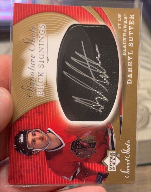 2007-08 Upper Deck Sweet Shot Signature Shots Puck Signings #27 Darryl Sutter — front