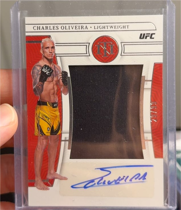2023 Panini Chronicles UFC National Treasures Charles Oliveira Auto Patch /99 — front