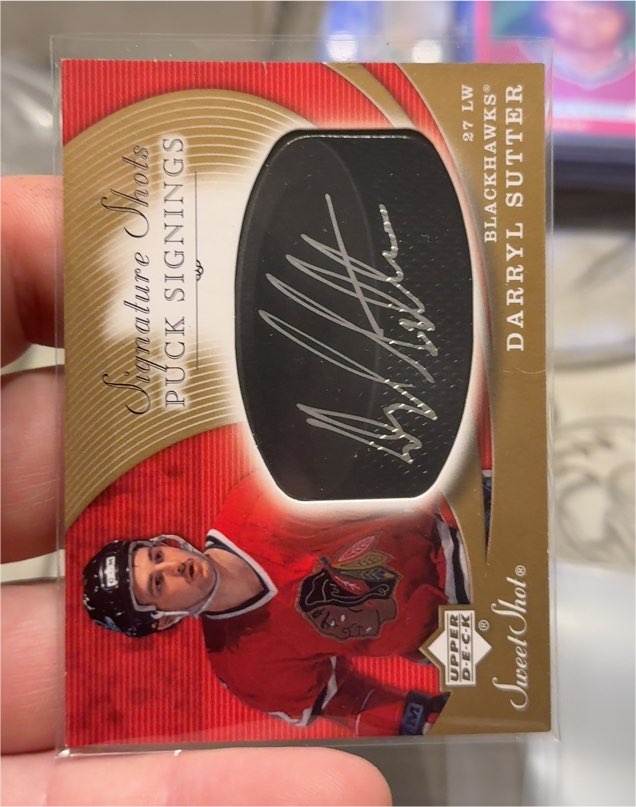 2007-08 Upper Deck Sweet Shot Signature Shots Puck Signings #SSPCA Darryl Sutter — front