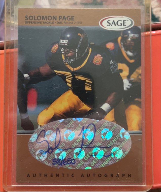 1999 SAGE Autographs Bronze #A10 Solomon Page — front