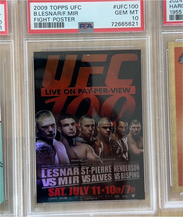 2009 Topps UFC #UFC100 Brock Lesnar/Frank Mir Fight Poster — front