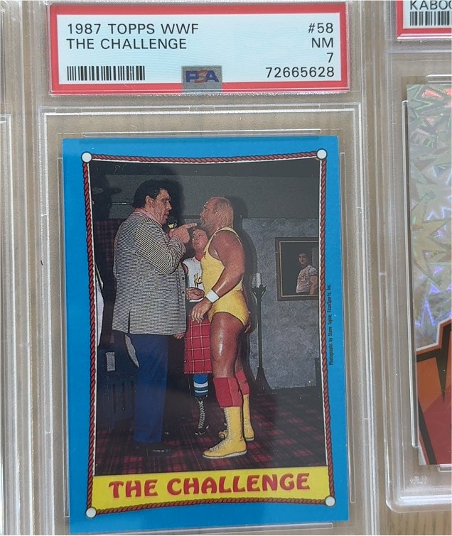 1987 Topps WWF #58 Hulk Hogan, Andre the Giant The Challenge — front