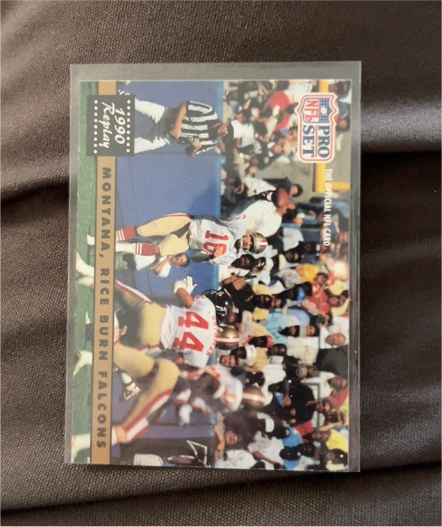 1991 Pro Set #329 Joe Montana, Jerry Rice Burn Falcons — front