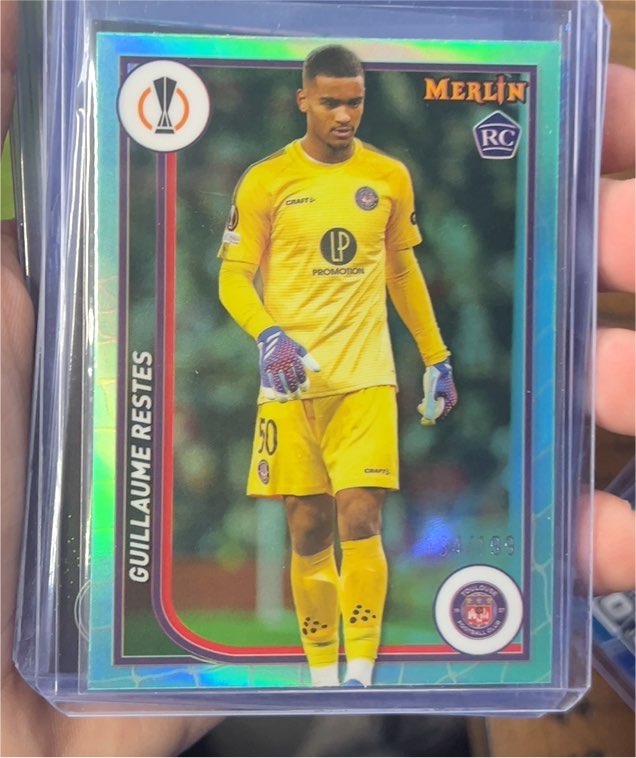 2023-24 Topps Merlin #61 Guillaume Restes Rookie Refractor Toulouse FC — front