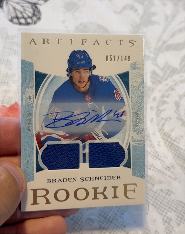 2022-23 Upper Deck Artifacts #051/149 Braden Schneider Rookie Dual Patch Auto — front