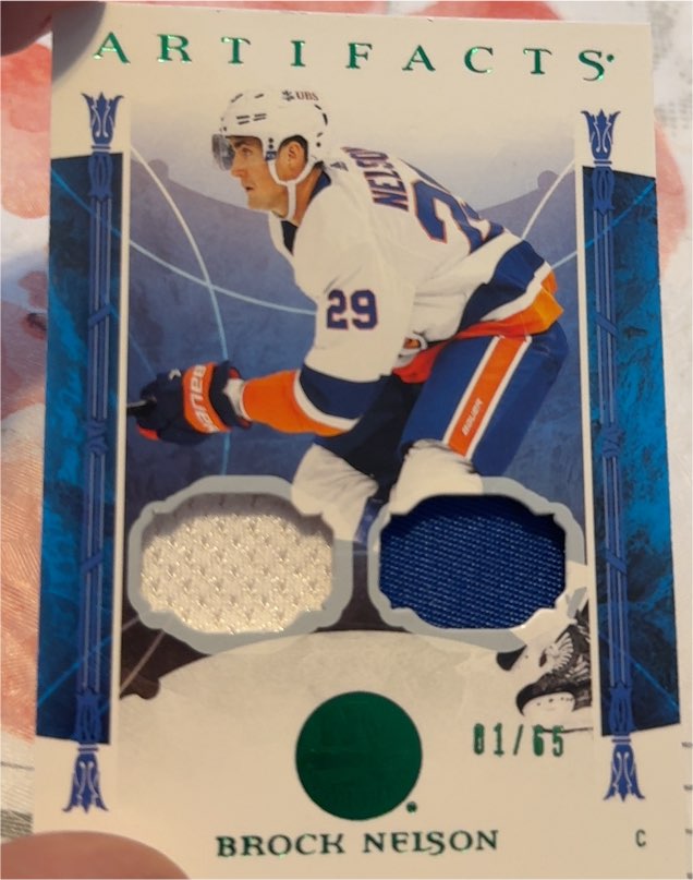 2022-23 Upper Deck Artifacts Dual Patch #C Brock Nelson — front