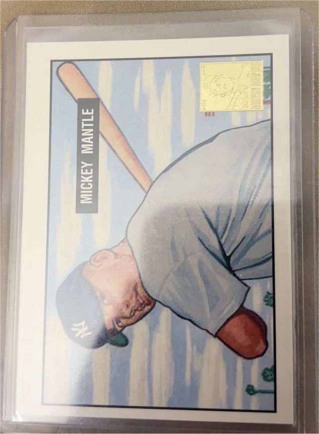 1996 Topps #1 Mickey Mantle Mickey Mantle Commemorative Reprints — front