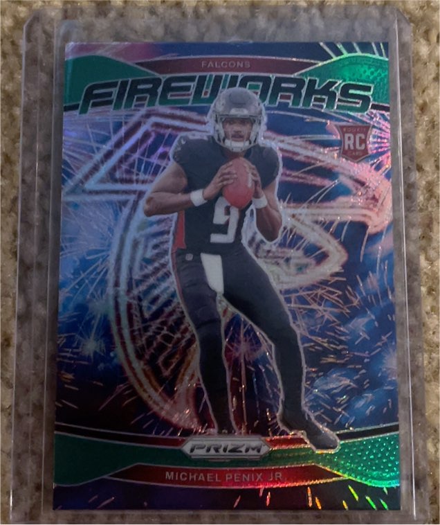 2024 Panini Prizm #16 Michael Penix Jr. Fireworks Green Prizm Rookie — front
