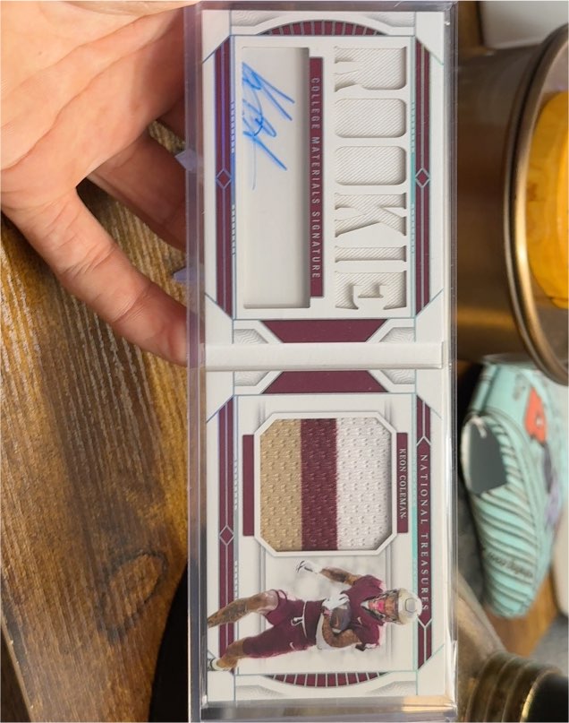 2024 Panini National Treasures Collegiate Keon Coleman Rookie Patch Auto Booklet — front