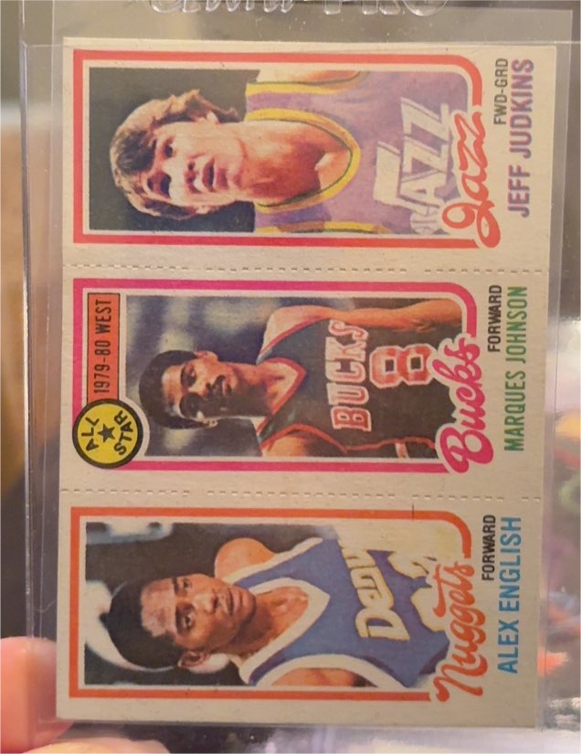 1980-81 Topps #2 / 68 / 75 Alex English / Marques Johnson / Jeff Judkins — front