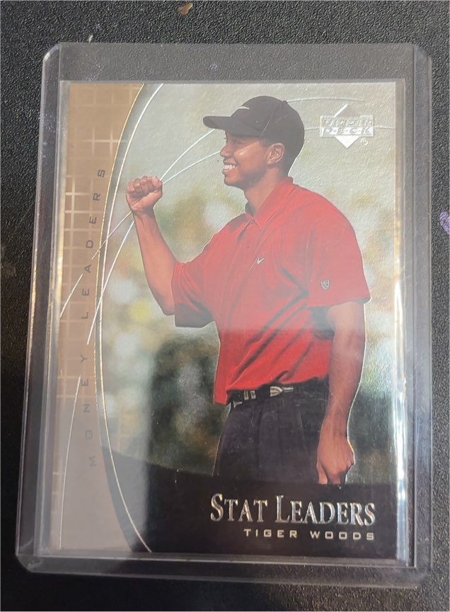 2001 Upper Deck Stat Leaders #SL17 Tiger Woods — front