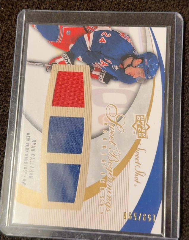 2007-08 Upper Deck Sweet Shot #136 Ryan Callahan Rookie Jersey — front