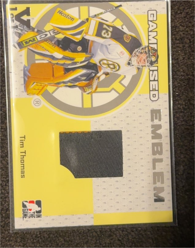 2006 In The Game Heroes and Prospects Game-Used Emblem Tim Thomas — front