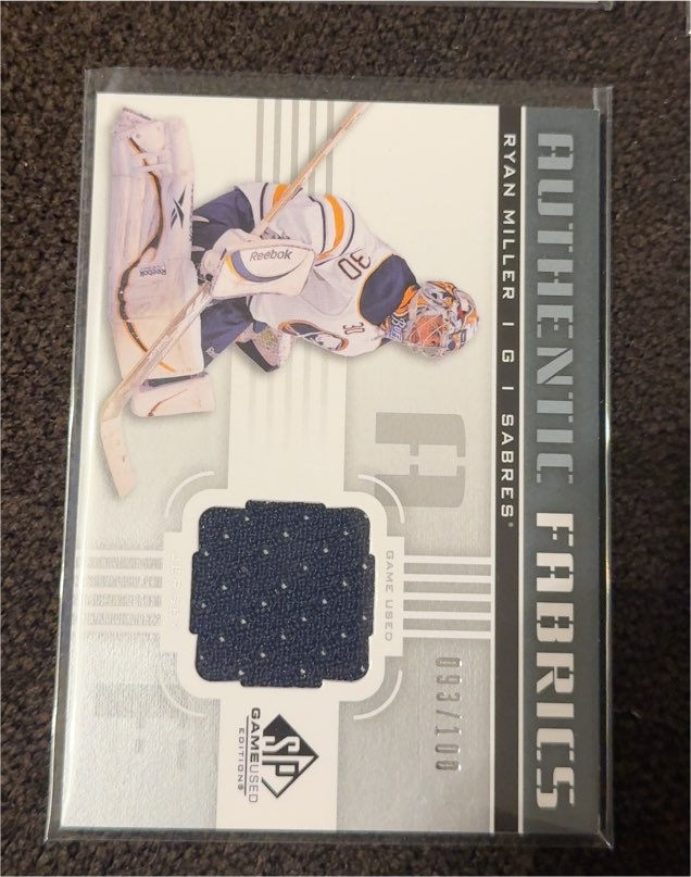 2011-12 Upper Deck SP Game Used Authentic Fabrics #AF-RM Ryan Miller — front