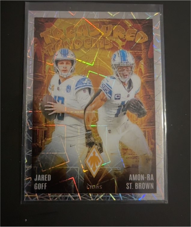 2024 Panini Phoenix #TT-DET Jared Goff/Amon-Ra St. Brown Treasured Tandems — front