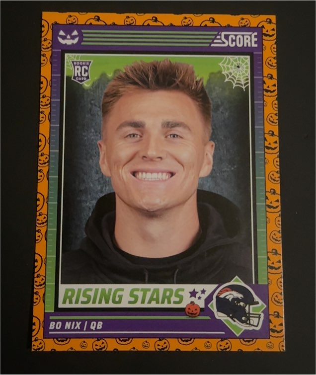 2024 Panini Score-A-Treat #4 Bo Nix Rising Stars Orange Pumpkins Rookie Card — front
