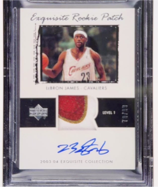 2003-04 Upper Deck Exquisite Rookie Patch Auto LeBron James — front