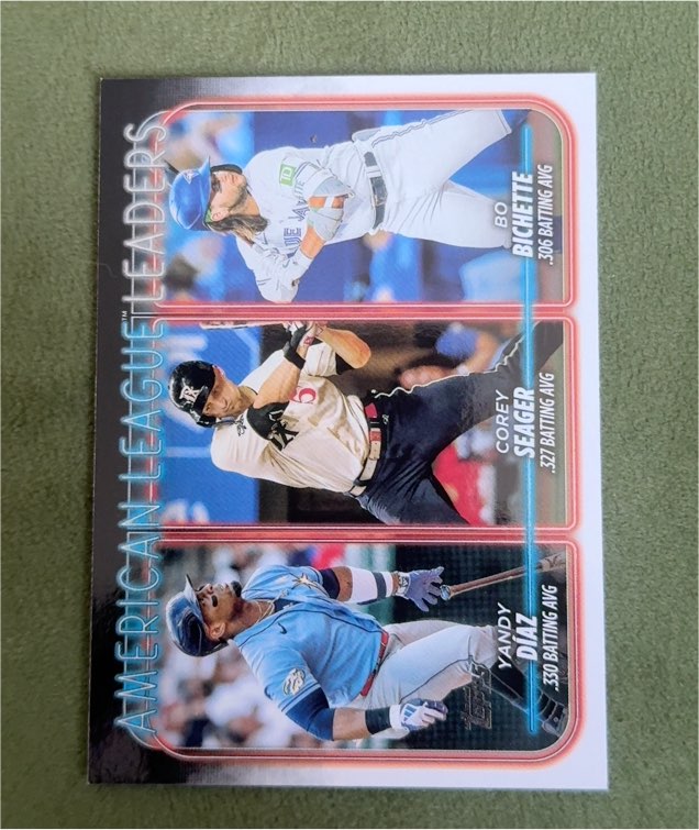 2024 Topps Series 1 #149 American League Leaders Bo Bichette Corey Seager Yandy Diaz — front
