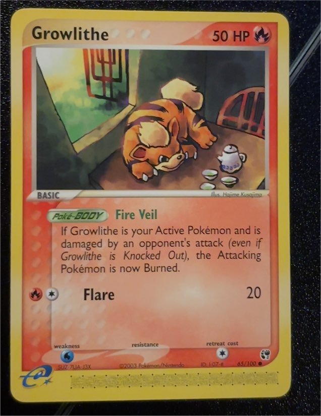 2003 Pokémon EX Sandstorm #65 Growlithe — front