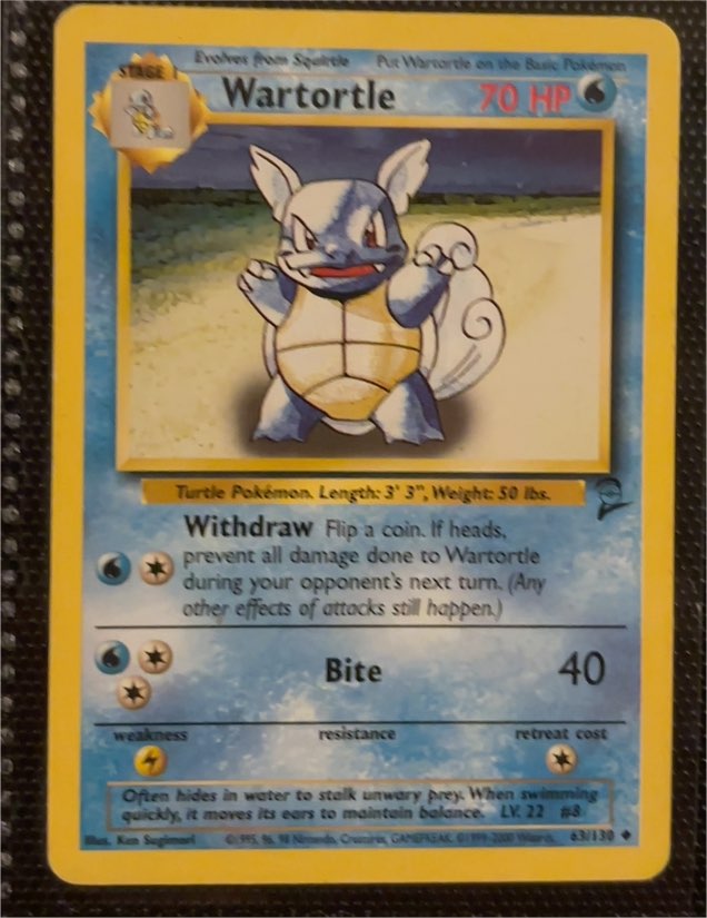 1999 Pokémon #42 Wartortle — front