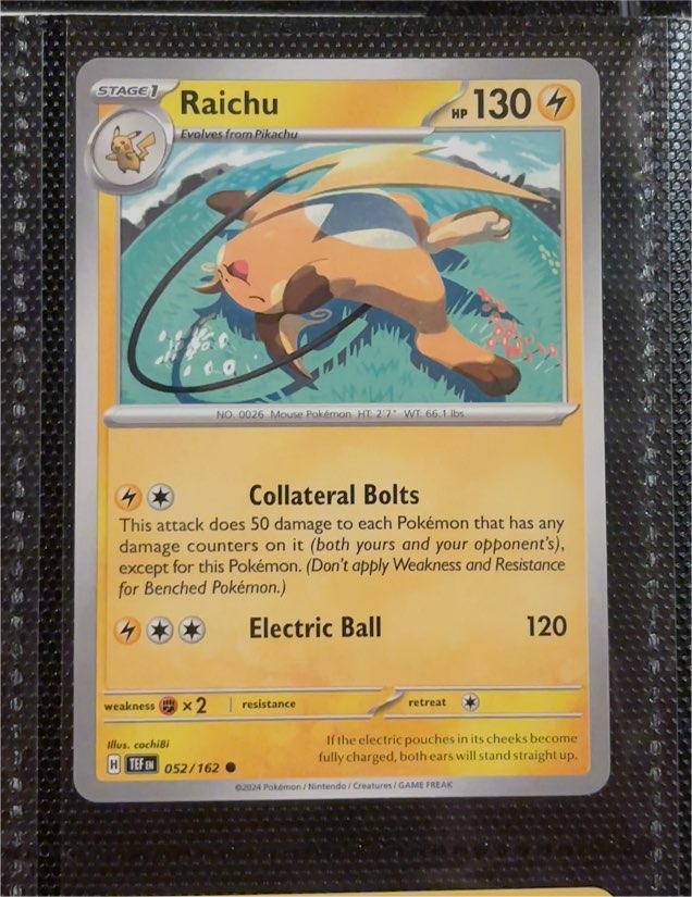 2024 Pokemon Temporal Forces #052 Raichu — front