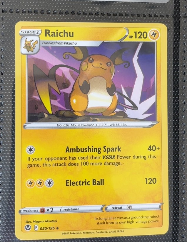 2022 Pokémon Silver Tempest #050 Raichu — front