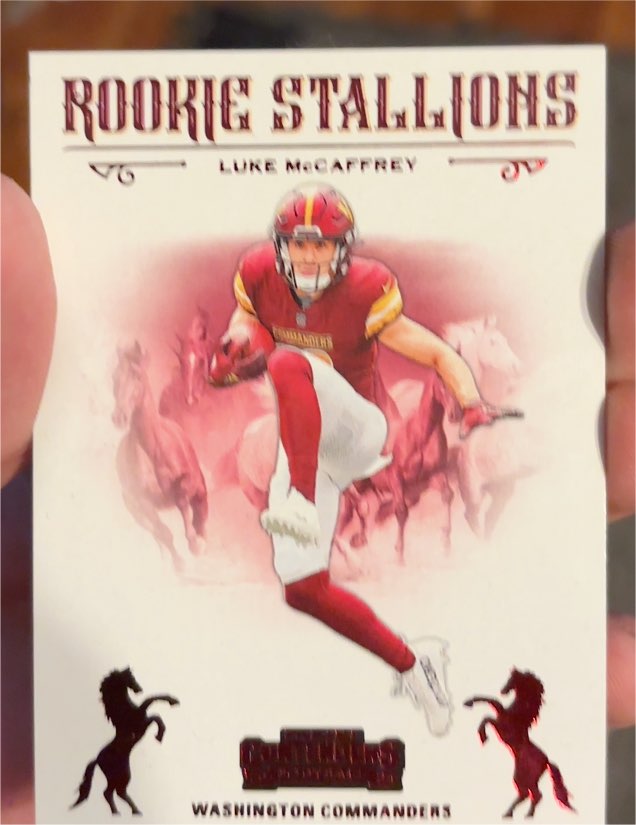 2024 Panini Contenders #20 Luke McCaffrey Rookie Stallions — front