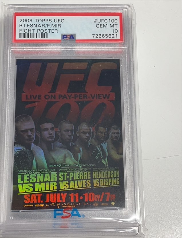 2009 Topps UFC #UFC100 Brock Lesnar vs Frank Mir Fight Poster — front