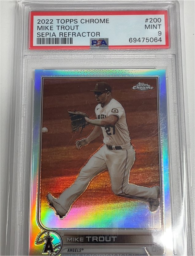 2022 Topps Chrome #200 Mike Trout Sepia Refractor — front