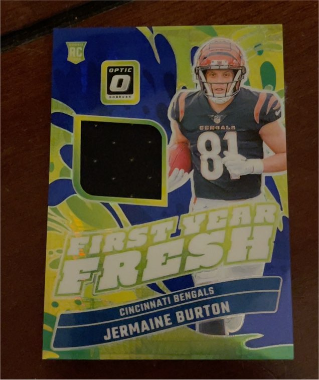 2024 Donruss Optic #FYF-JBN Jermaine Burton First Year Fresh Patch Rookie — front