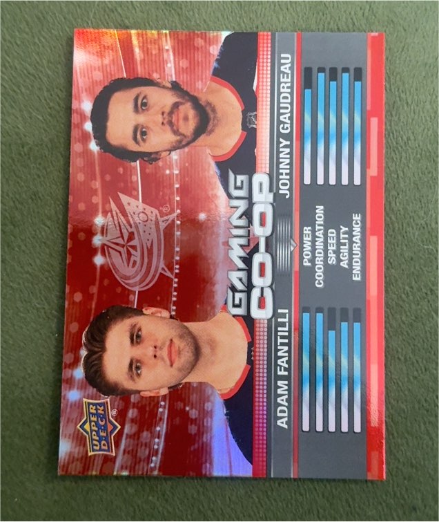 2024-25 Upper Deck Series 1 #CGO-20 Adam Fantilli / Johnny Gaudreau Gaming Co-op — front