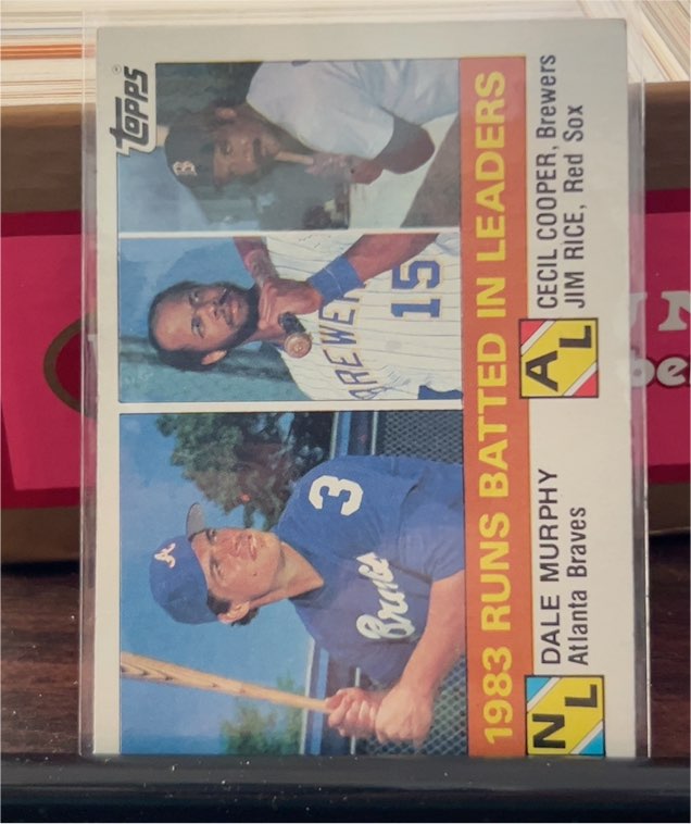 1984 Topps #133 1983 Runs Batted In Leaders Dale Murphy / Cecil Cooper / Jim Rice — front