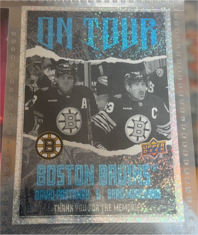 2024-25 Upper Deck Series 2 #OT-7 On Tour David Pastrnak, Brad Marchand — front