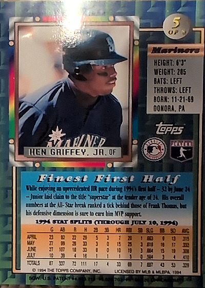 1994 Topps #5 Ken Griffey Jr. — front