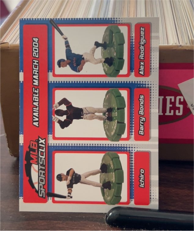2004 Topps MLB Sportsclix Promo Card Ichiro Suzuki / Barry Bonds / Alex Rodriguez — front