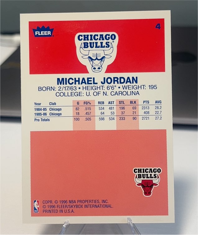 1996 Fleer Decade of Excellence #4 Michael Jordan — front