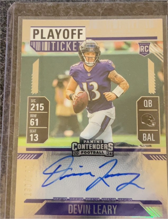 2024 Panini Contenders Football Playoff Ticket #Variation Devin Leary — front