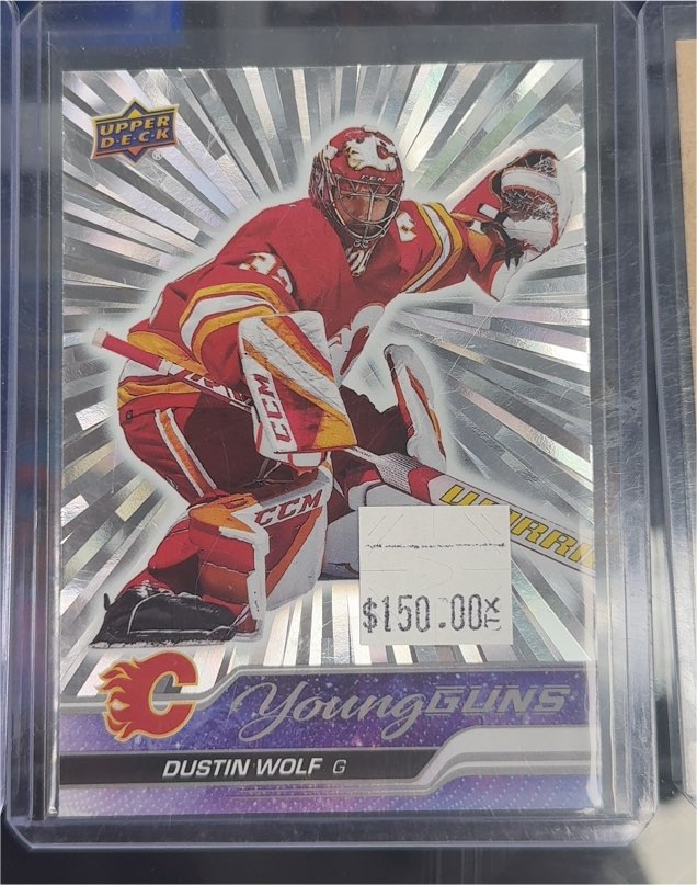 2023-24 Upper Deck Series 1 #210 Dustin Wolf Young Guns Outburst Silver — front