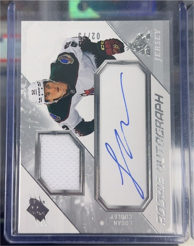 2023-24 Upper Deck SPx #02/75 Logan Cooley Rookie Autograph Jersey — front